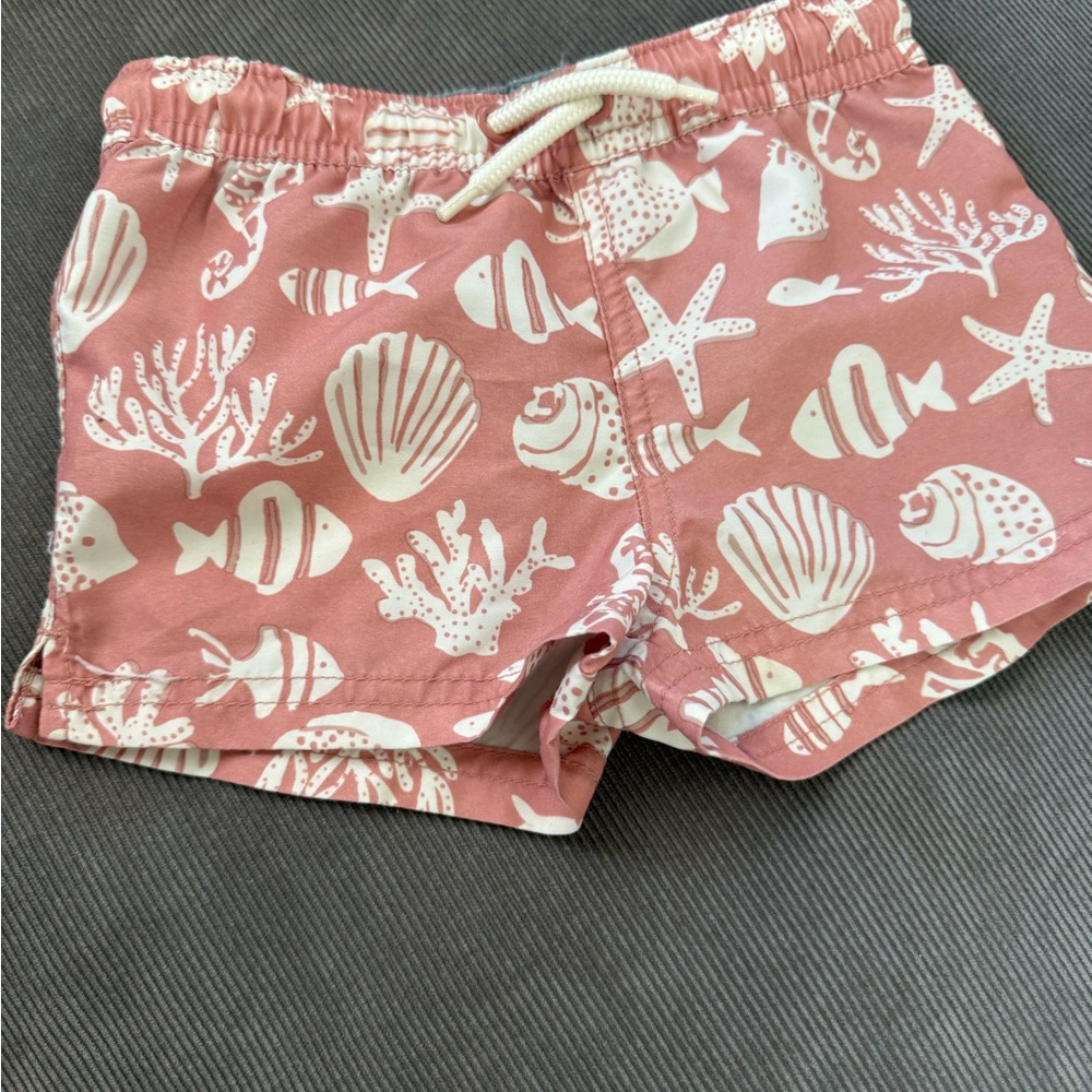 Kids Sea Life Print Swim Shorts - Pink